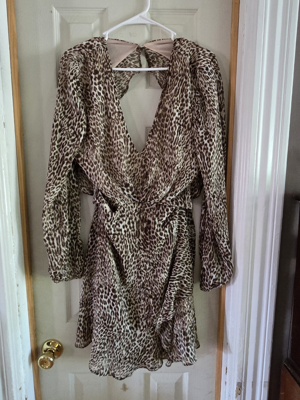 ASOS Leopard Print Mini Backless Dress in Brown